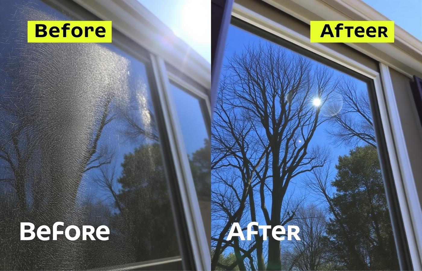 Before and after window cleaning result
